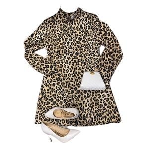 Zara , Leopard Print mock neck Dress